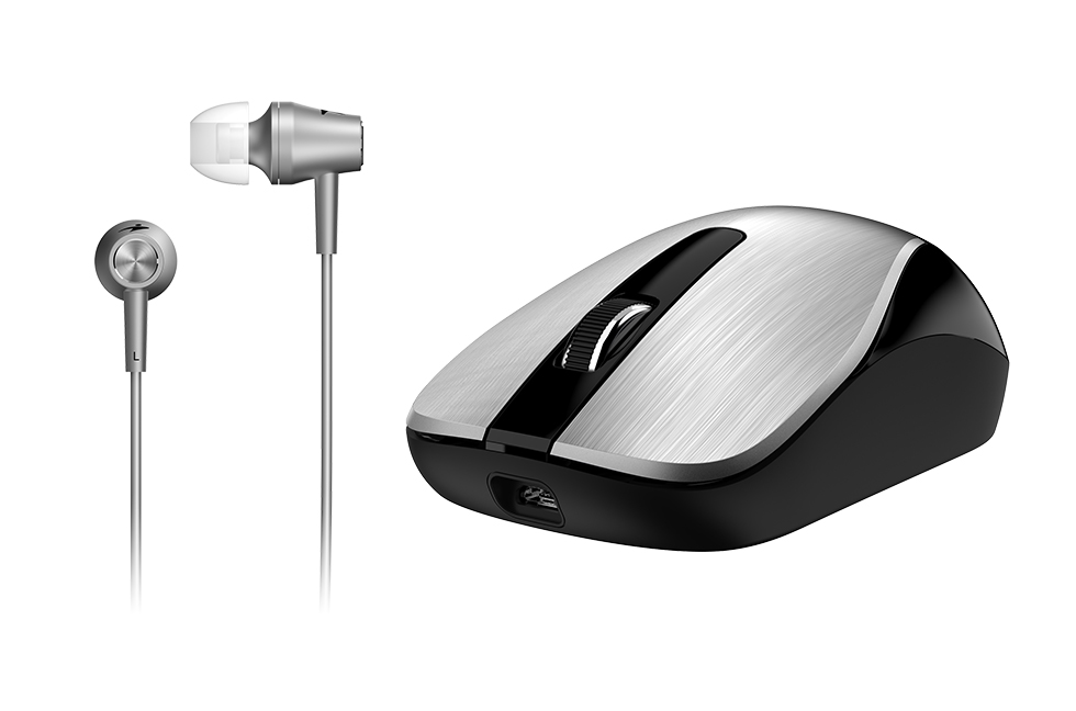 MOUSE GENIUS + AUDIFONO HS-M360 MH-8015 IRON SILVER (PN 31280002401)