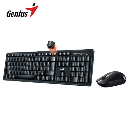 TECLADO GENIUS + MOUSE WIRELESS SMART KM-8200 USB MULTIMEDIA BLACK (31340003401)