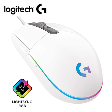 MOUSE LOGITECH G203 LIGHTSYNC OPTICAL 8000 DPI RGB WHITE (910-005791)