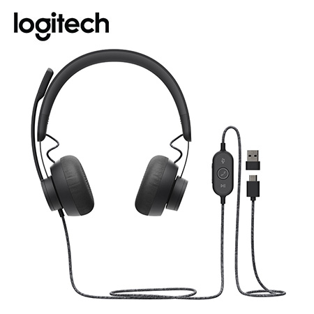 AUDIFONO C/MICROF. LOGITECH B2B ZONE WIRED USB/USB-C TEAMS BLACK (981-000871)