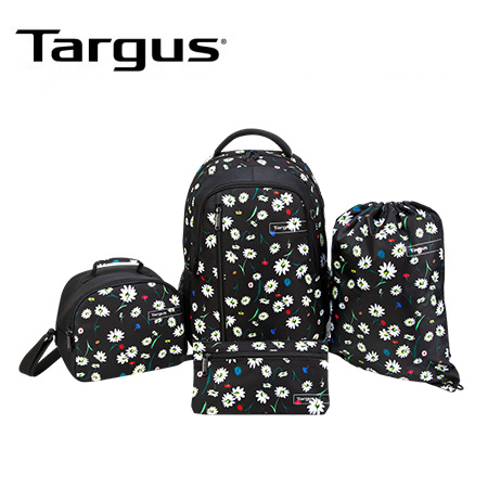 KIT MOCHILA SPORT TARGUS 15.6"+MORRAL+LONCHERA+ESTUCHE FLOWER BLACK  (PN BUS89107GL)