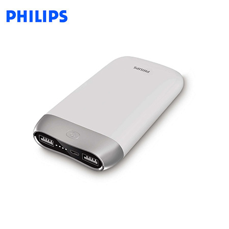 BATERIA PORTATIL PHILIPS DLP8006 8000MAH / 02 USB / 01 QC 3.0  / MED CARGA WHITE (PN DLP8006Q)*