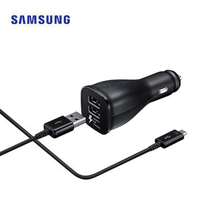 CARGADOR DE AUTO DUAL SAMSUNG + CABLE TIPO C Y MICRO USB EP-LN920 FAST CHARGE BLACK (PN EP-LN920BBEGUS)