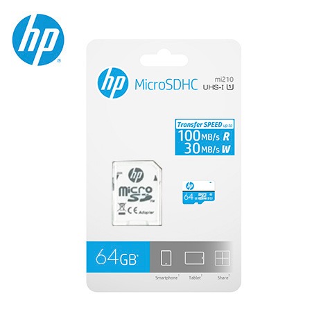 MEMORIA HP MICRO SDHC MI210 U1 64GB CLASS 10 BLACK (PN HFUD064-1U1BA)