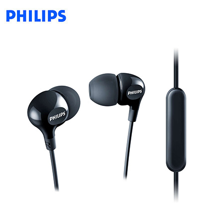 AUDIFONO C/MICROF. PHILIPS IN-EAR SHE3555BK 3.5MM BASS BLACK GLOSS*