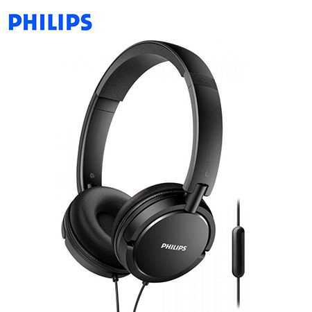 AUDIFONO C/MICROF. PHILIPS SHL5005BK 3.5MM EXTRA BASS PLEGABLE BLACK*