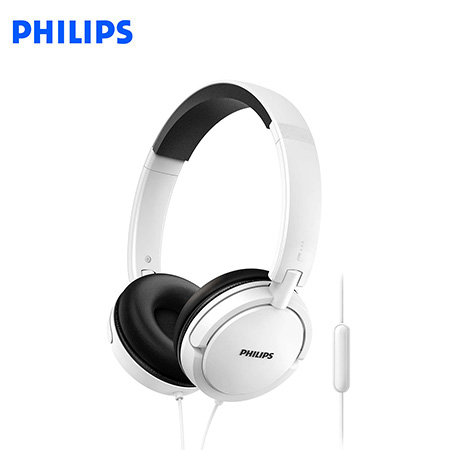 AUDIFONO C/MICROF. PHILIPS SHL5005WT 3.5MM EXTRA BASS PLEGABLE WHITE*