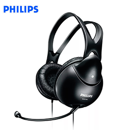 AUDIFONO C/MICROF. PHILIPS SHM1900 PC HEADSET 2X3.5MM STEREO BLACK*