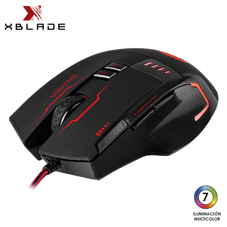 MOUSE XBLADE GAMING SNIPER 3200 DPI ILUMINACION MULTICOLOR BLACK (GXB-G909BK)