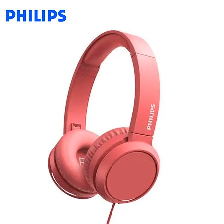 AUDIFONO C/MICROF. PHILIPS TAH4105RD 3.5MM EXTRA BASS PLEGABLE RED*