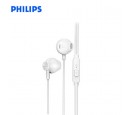 AUDIFONO C/MICROF. PHILIPS IN-EAR TAUE101WT 3.5MM BASS SOUND WHITE*