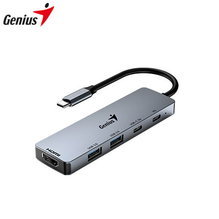 HUB USB-C GENIUS UH-500 2 USB-A 3.0 / 1 USB-C / 1 HDMI 4K POWER DELIVERY 100W SILVER (31240003400)