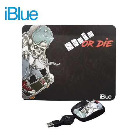 KIT PAD + MOUSE IBLUE RETRACTIL USB HIP STREET V2 (PN XMK-886-HS)