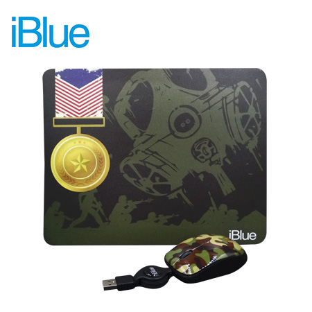 KIT PAD + MOUSE IBLUE RETRACTIL USB MILITARY (PN XMK-886-MT)