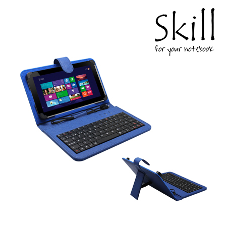 ESTUCHE + TECLADO SKILL 7" MINI/MICRO USB BOX PVC (PK-07M-BL) BLUE
