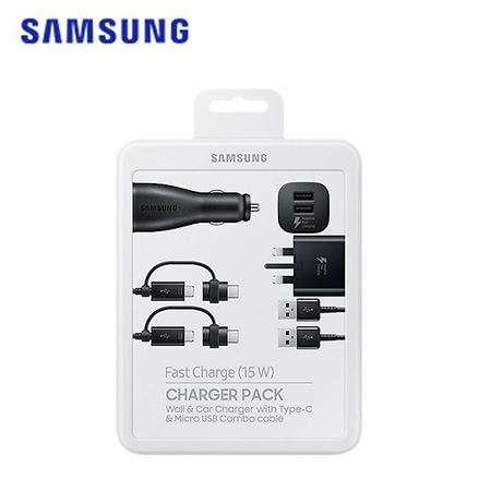 PACK DE CARGA SAMSUNG EP-U3100 CARGAD. AUTO DUAL + CARGAD. PARED + 2 CABLES USB C/ADP TIPO C (PN EP-U3100WBEGMX)